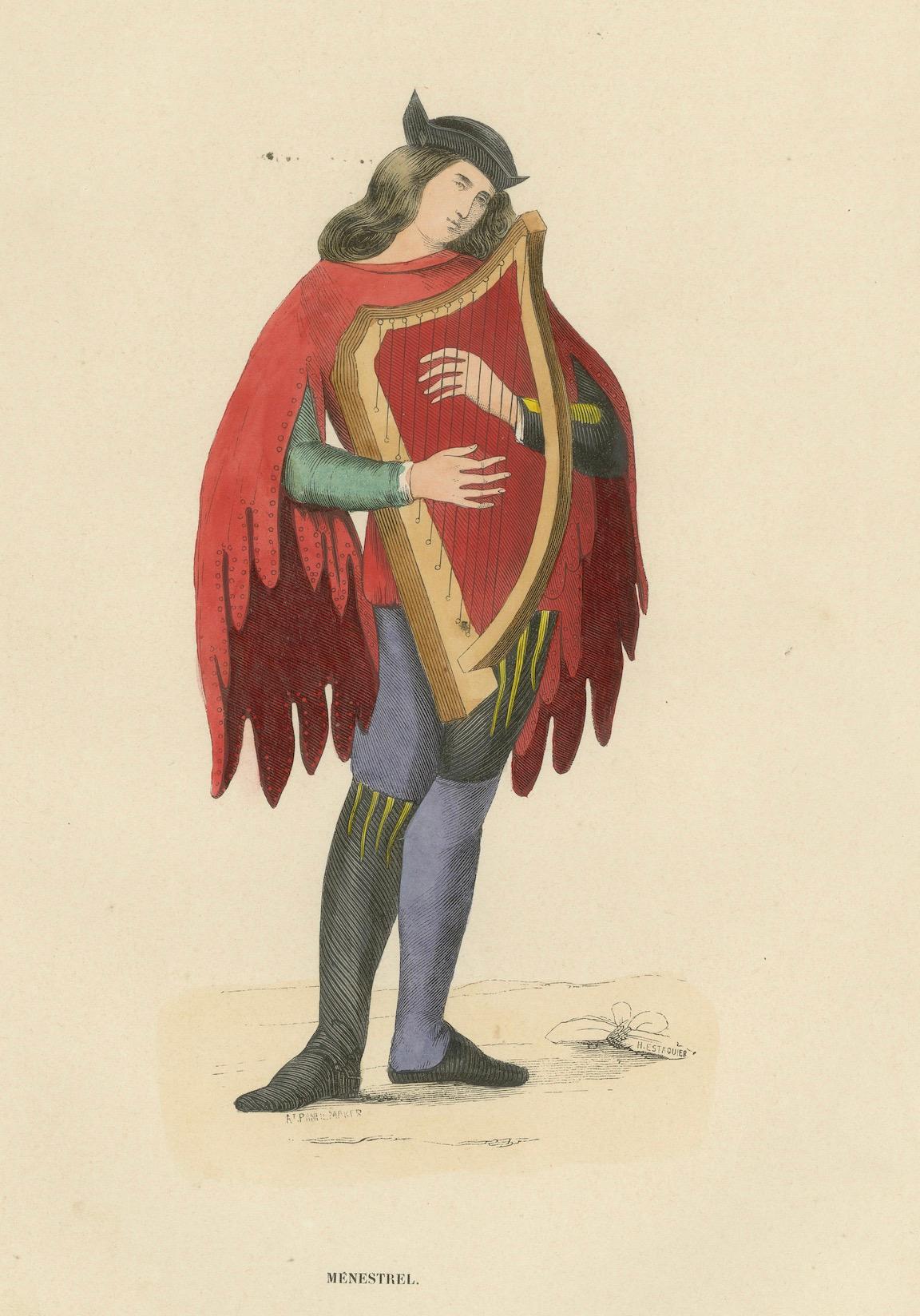 Paper The Melancholic Minstrel: A Musical Performer's Attire, Published in 1847 For Sale