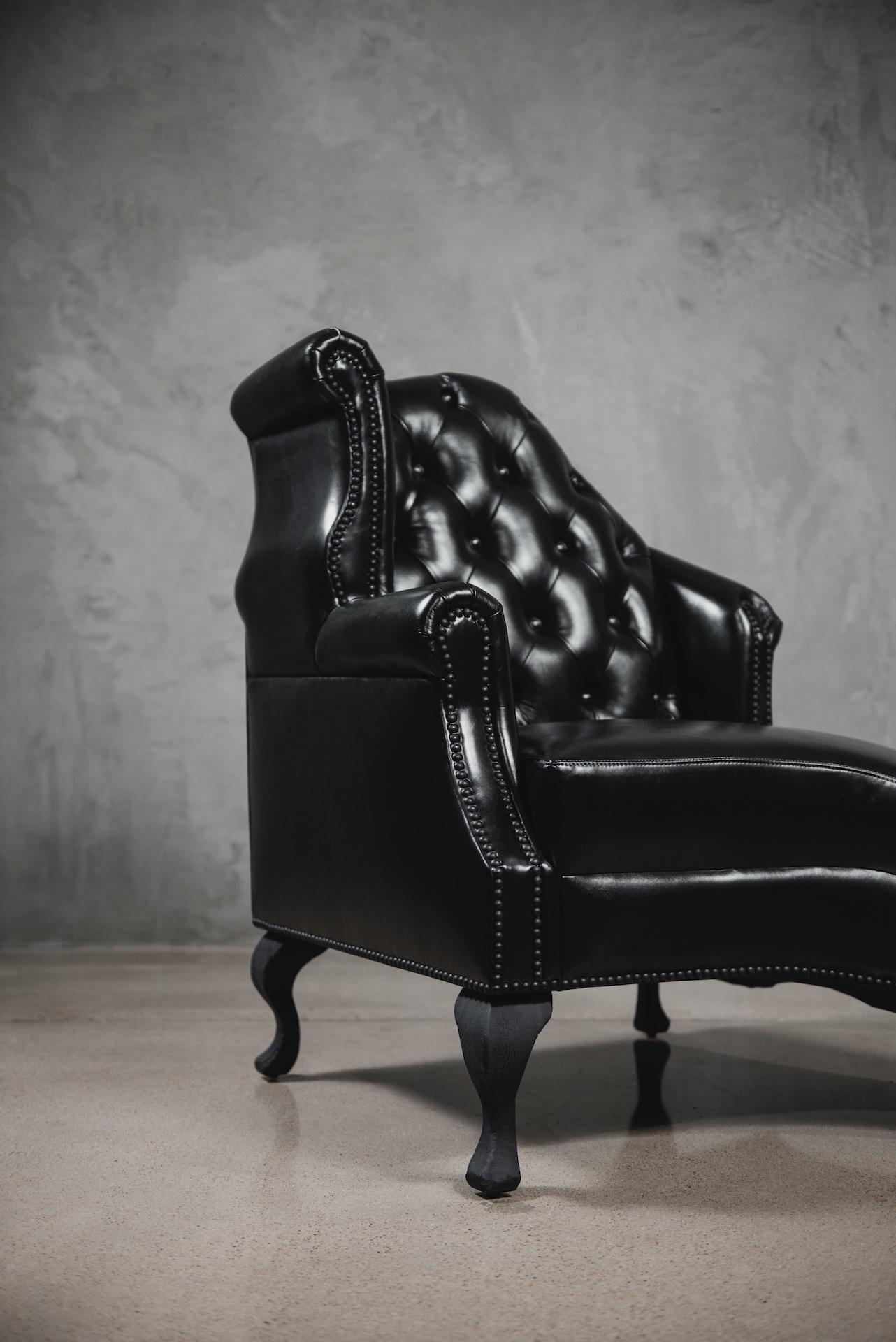 The Melting Chair by XAWD in Black Italian Leather For Sale 1