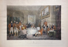 "The Melton Breakfast" Fox Hunt Antique Folio Engraving in Frame