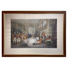 "The Melton Breakfast" Fox Hunt Antique Folio Engraving in Frame