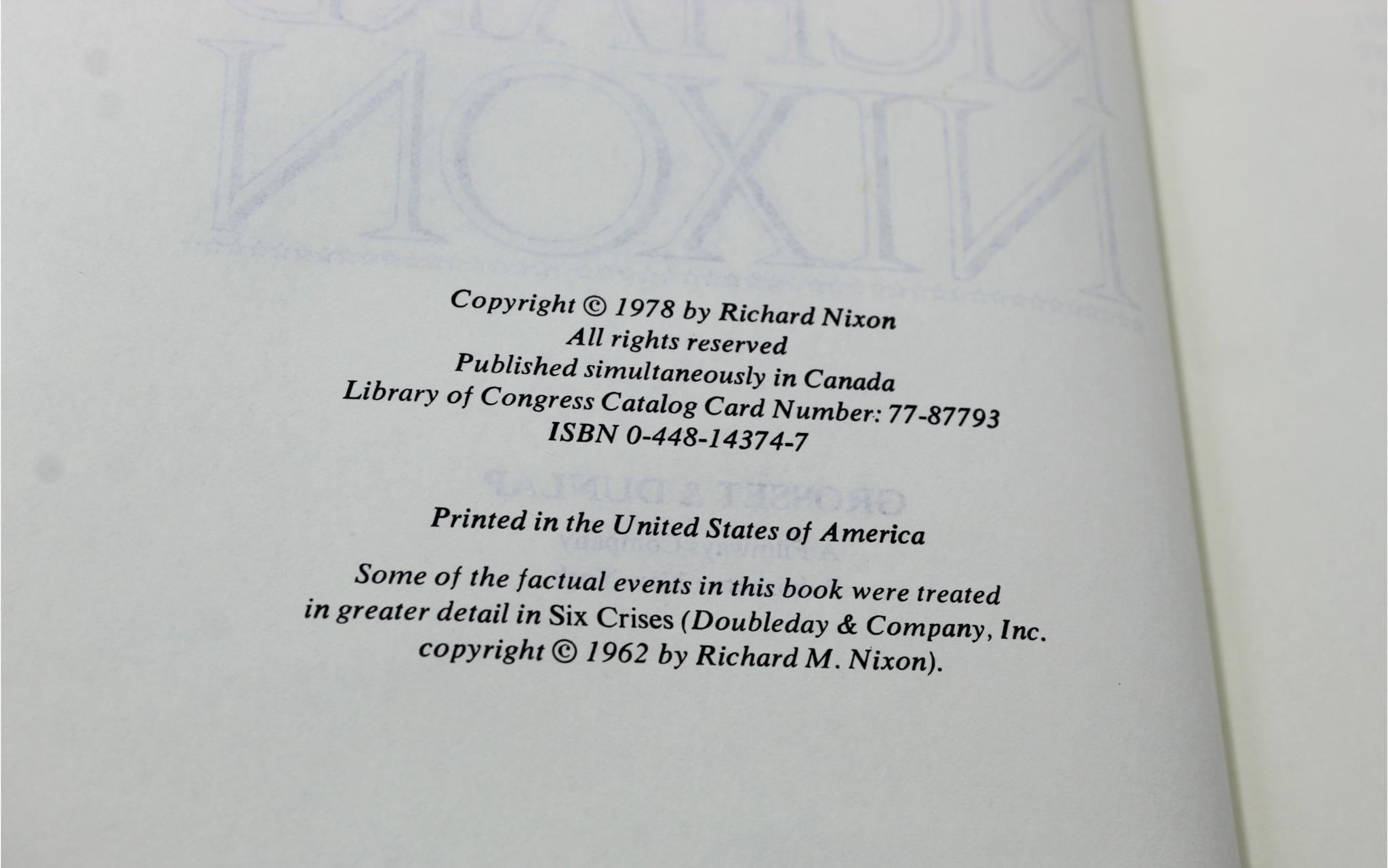 The Memoirs of Richard Nixon par Richard Nixon, signé, première édition, 1978 Bon état - En vente à Colorado Springs, CO