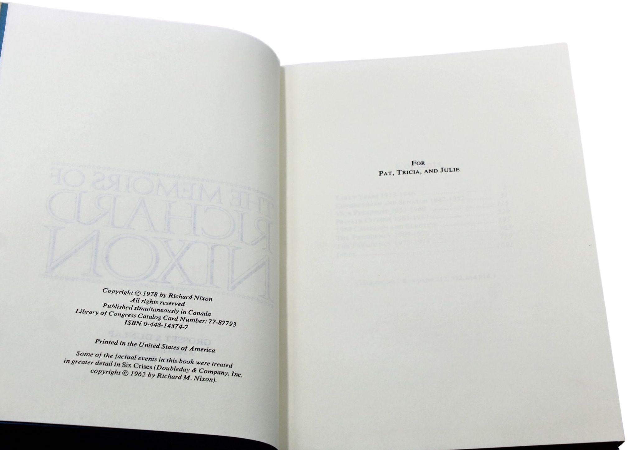 Fin du 20e siècle The Memoirs of Richard Nixon par Richard Nixon, signé, première édition, 1978 en vente