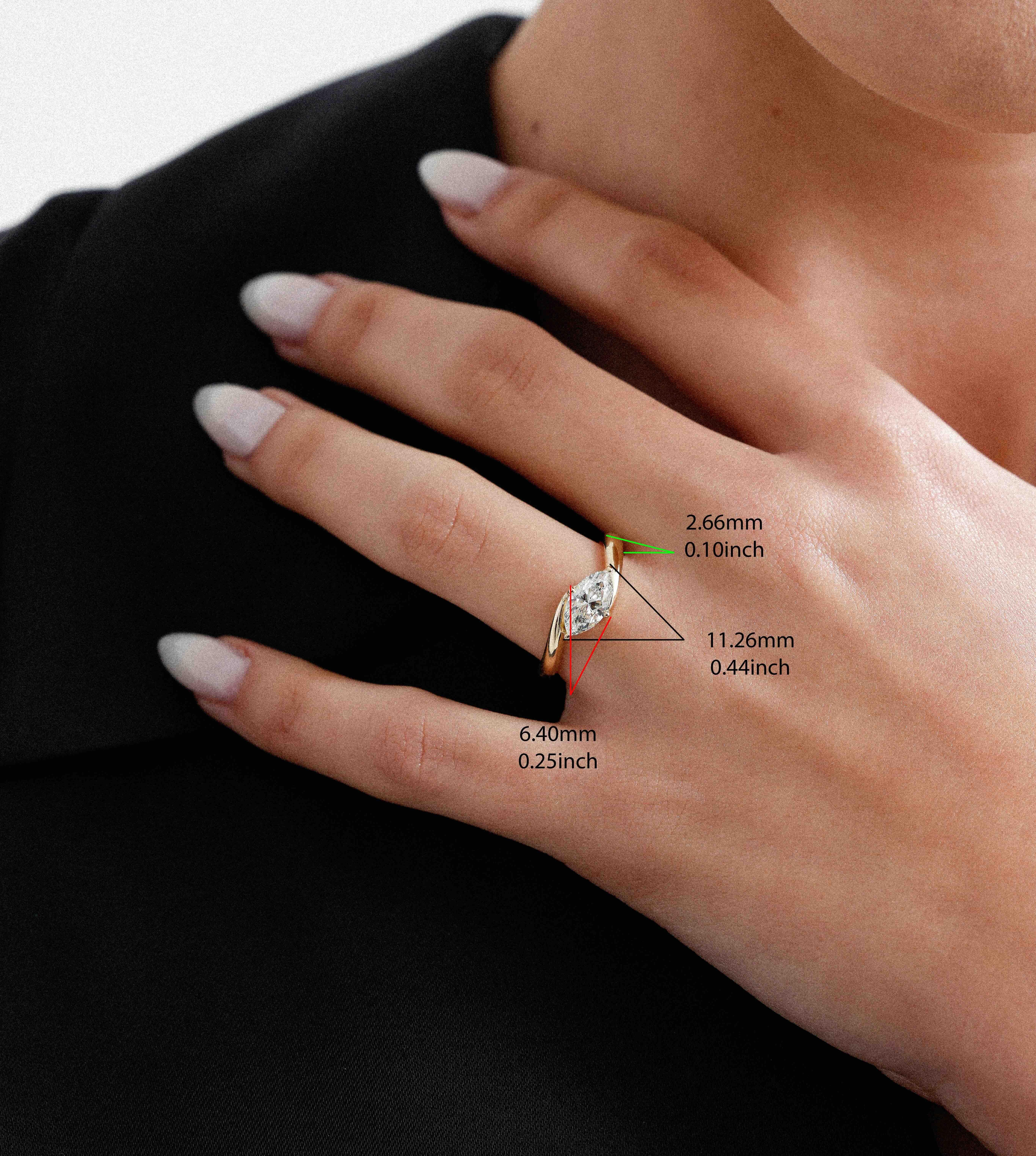 For Sale:  The Meredith Marquise Diamond Engagement Ring 5