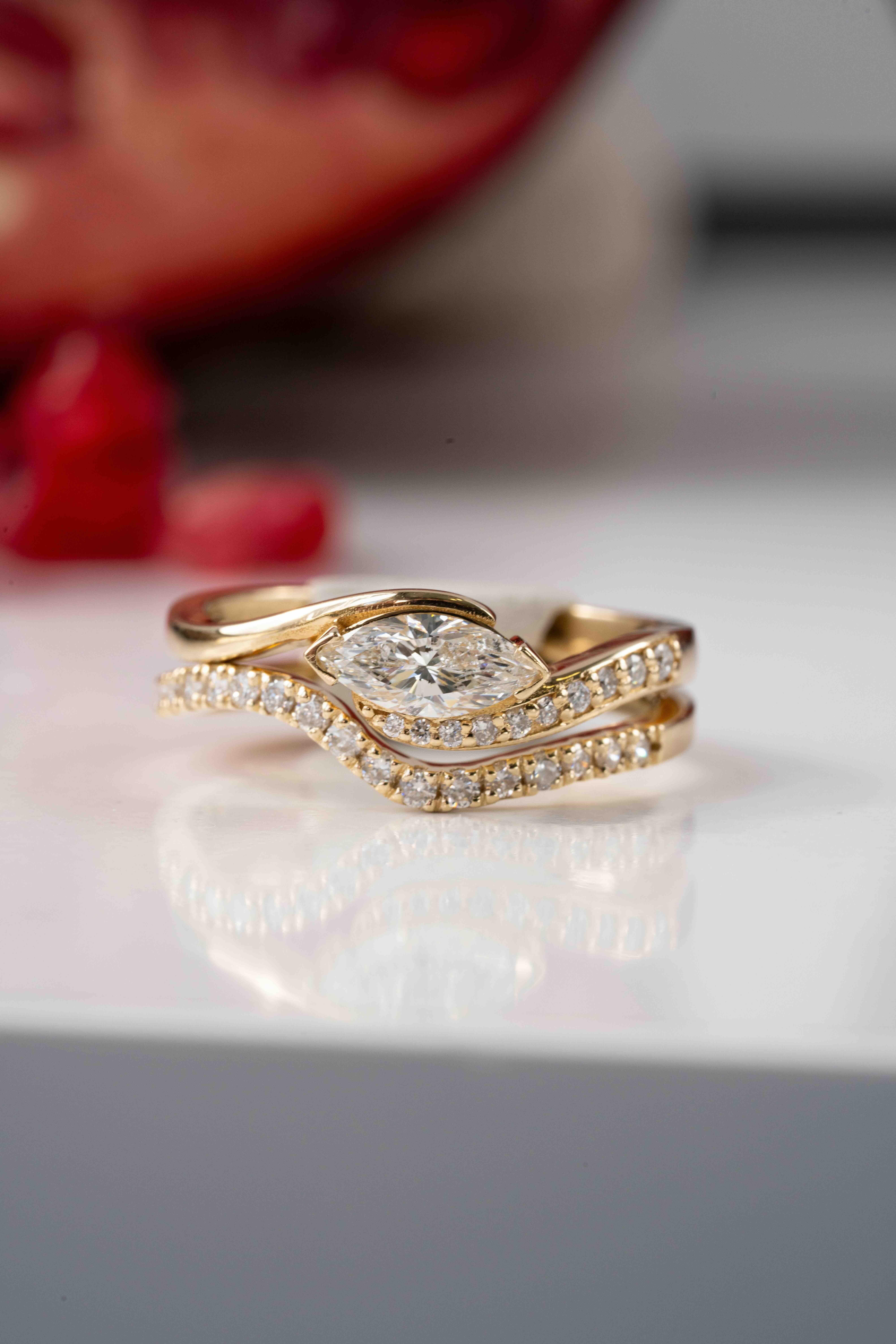 For Sale:  The Meredith Marquise Diamond Engagement Ring 7