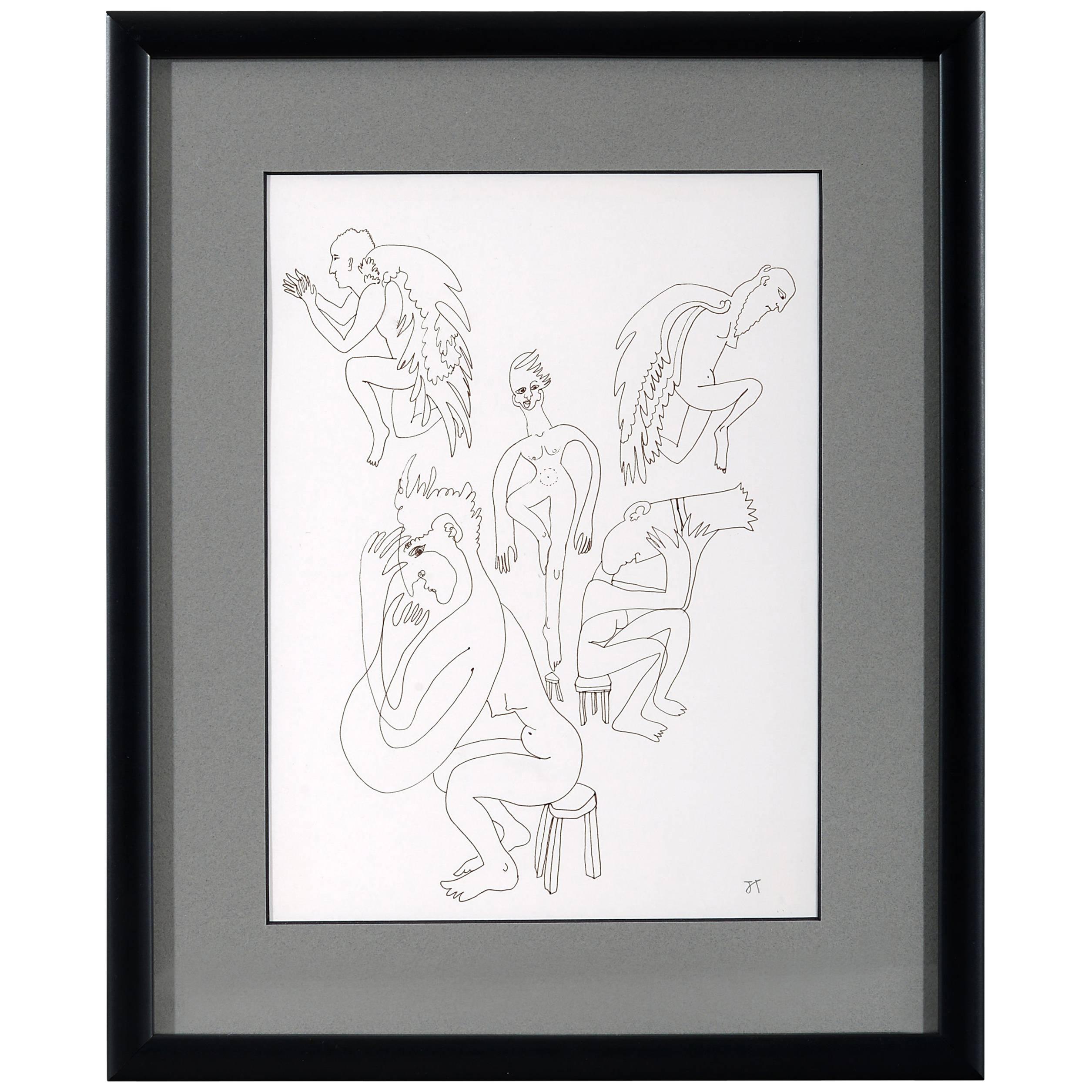 'The Middle', by Jessica Taylor, Pen and ink drawing on paper