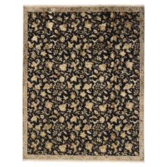 The Midnight Garden: A Vintage Floral Indian Rug of Mughal Elegance