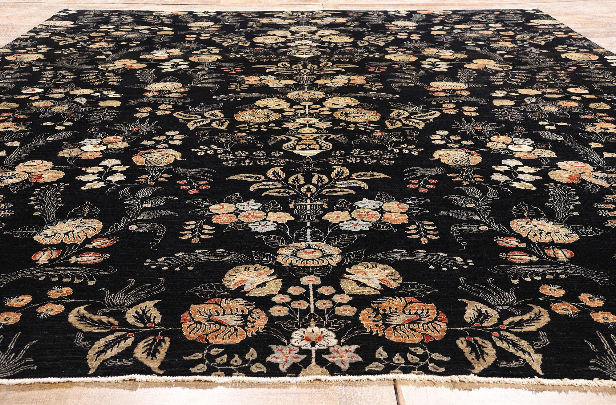 Der Mitternachtsgarten: Ein pakistanisches Vintage-Tabriz-Meisterwerk in Noir-Eleganz im Angebot 2