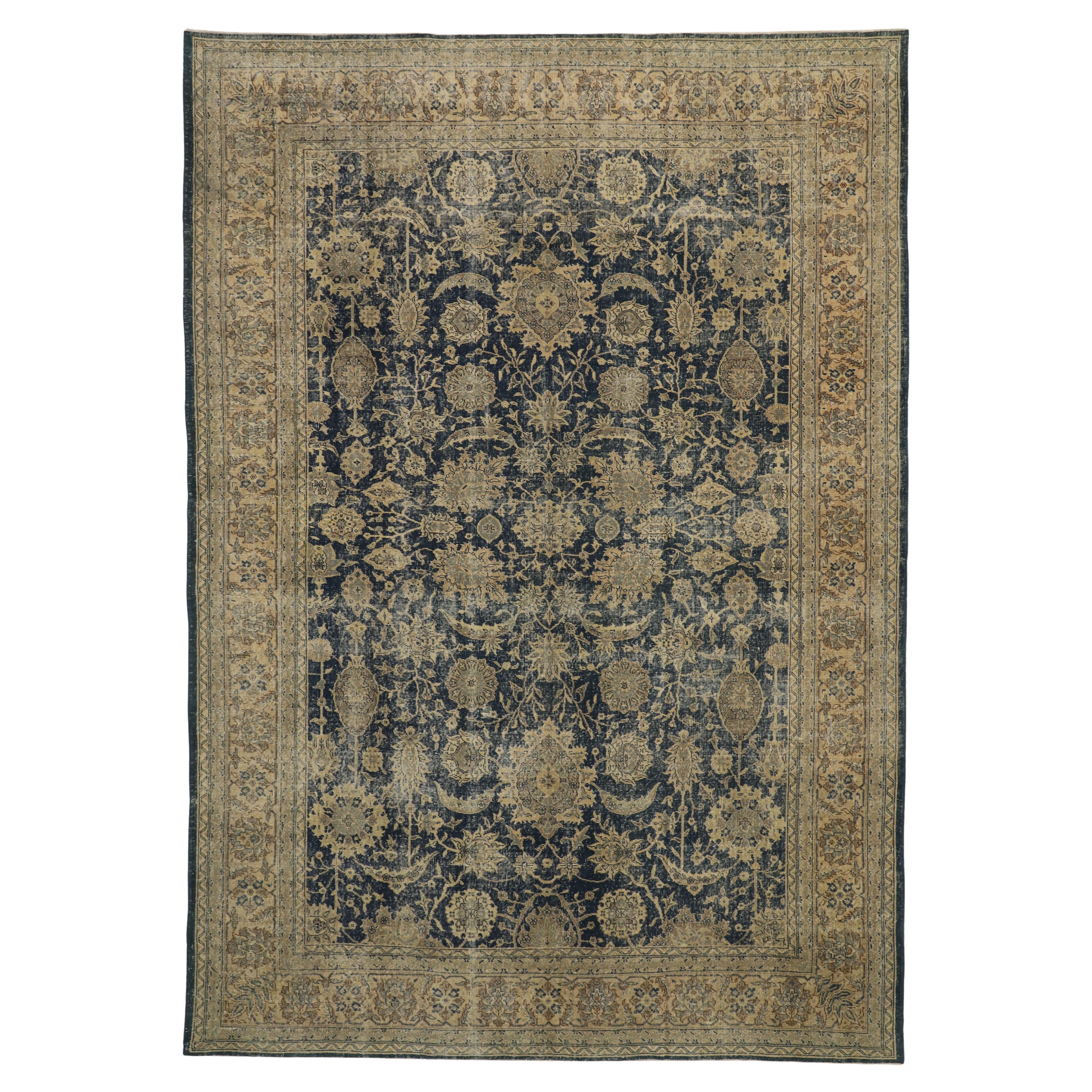 The Midnight Garden: A Vintage Turkish Sivas Masterpiece of Botanical Grandeur For Sale