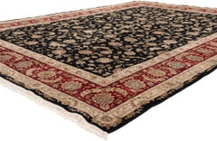 The Midnight Garden: Vintage Chinese Tabriz Rug of Persian Floral Grandeur