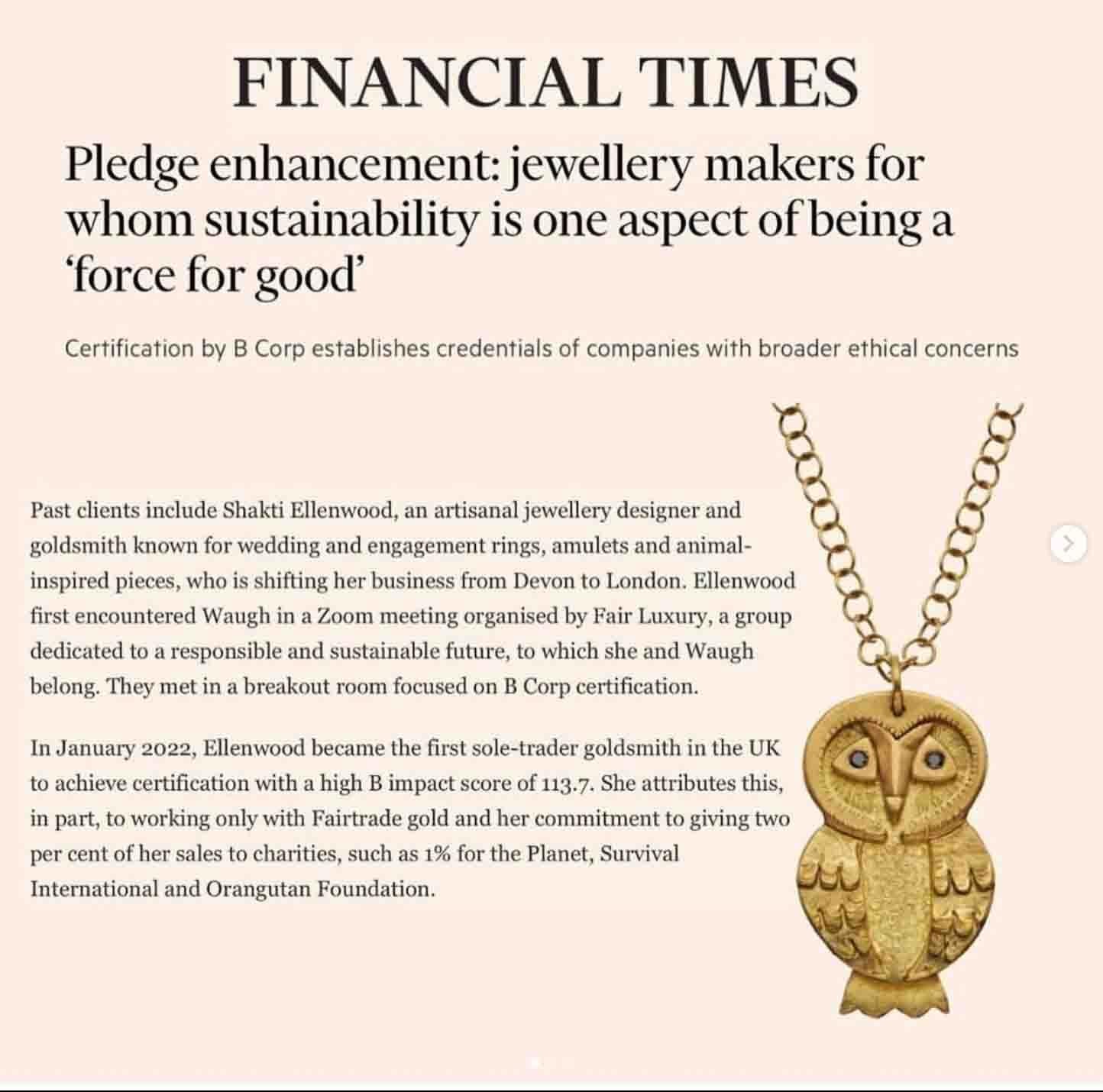 Women's The Minerva Owl Amulet Pendant 18K Fairtrade Yellow Gold & Black Diamonds For Sale