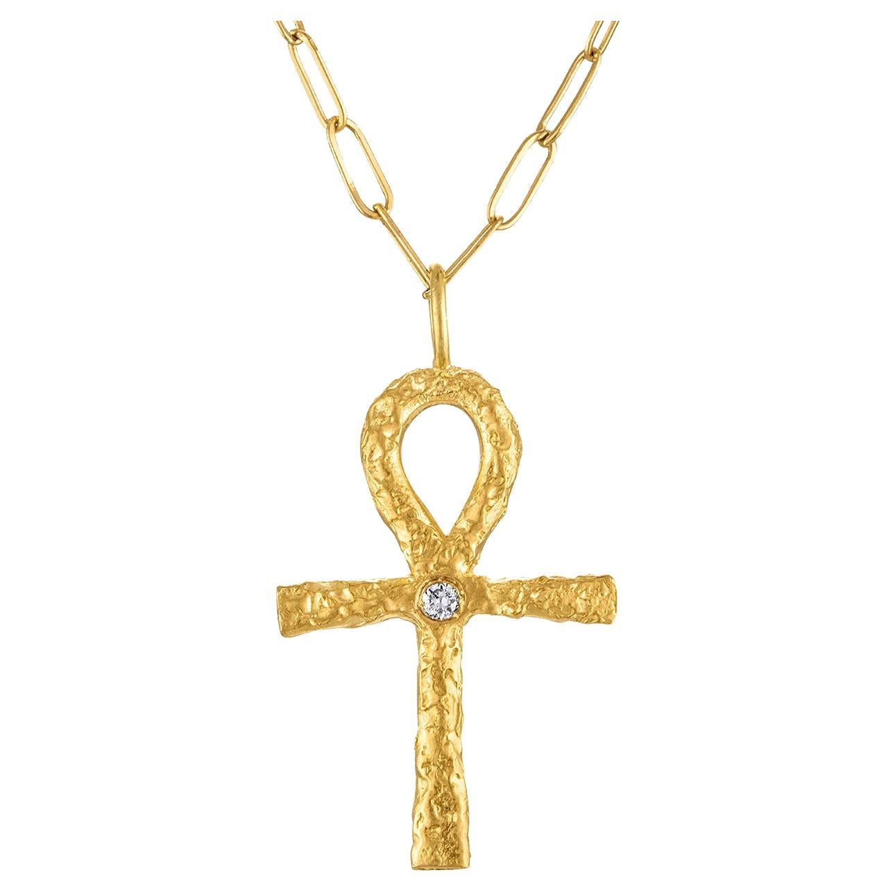 The Mini Ankh Pendant in 22k gold For Sale