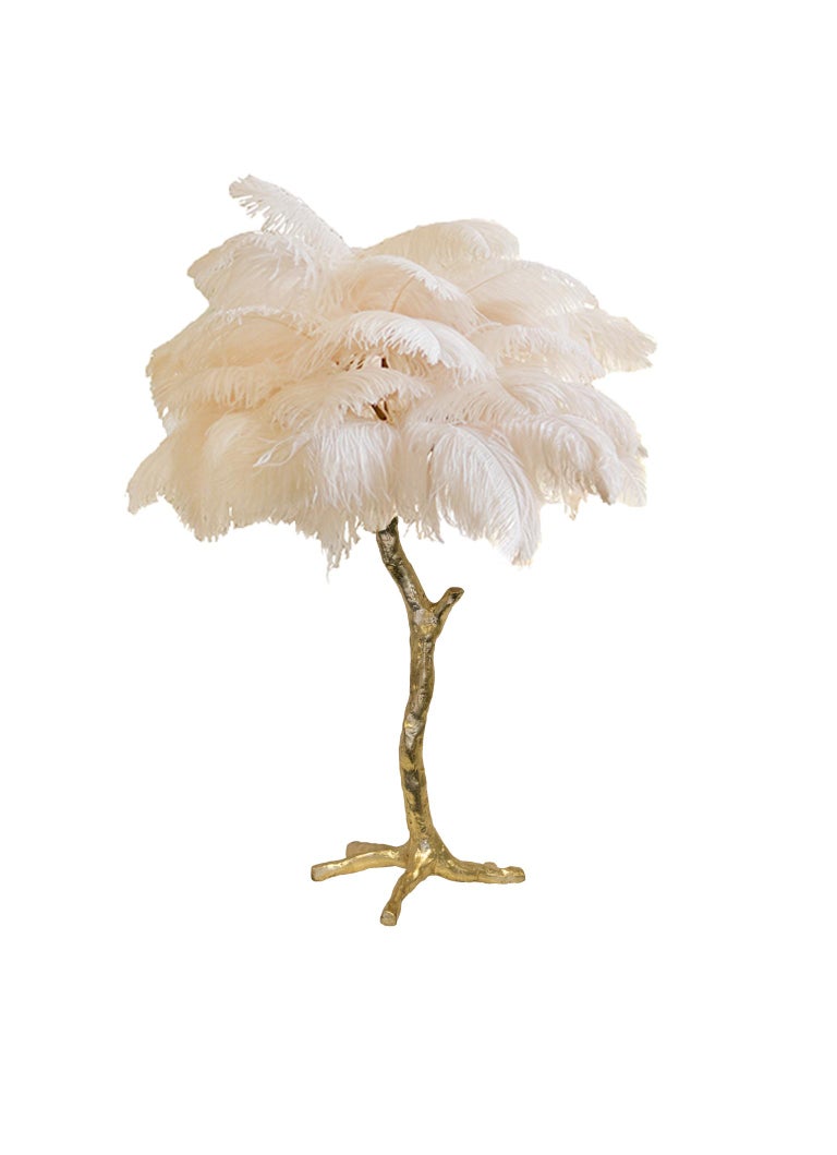 The Mini Feather Lamp with Gold Base For Sale 8
