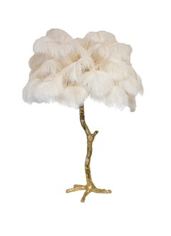 The Mini Feather Lamp with Gold Base