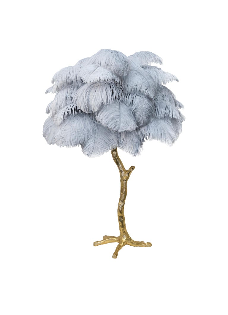 English The Mini Feather Lamp with Gold Base For Sale