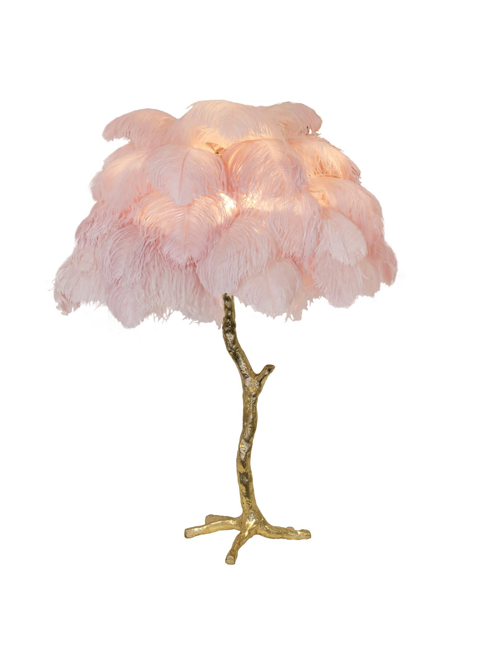 Hollywood Regency The Mini Feather Lamp with Gold Base For Sale