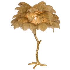 The Mini Feather Lamp with Gold Base