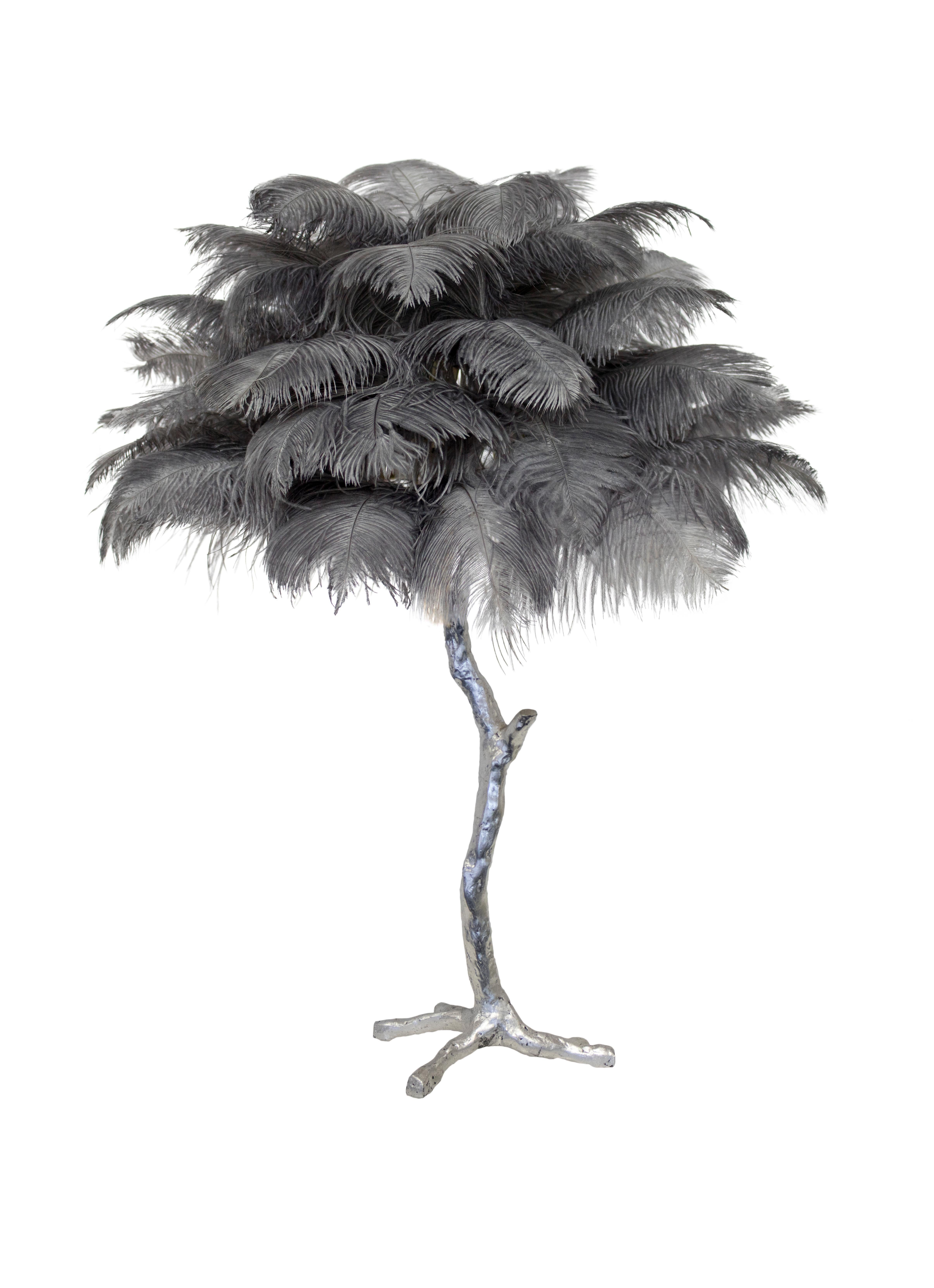 The Mini Feather Lamp with Silver Base For Sale 2