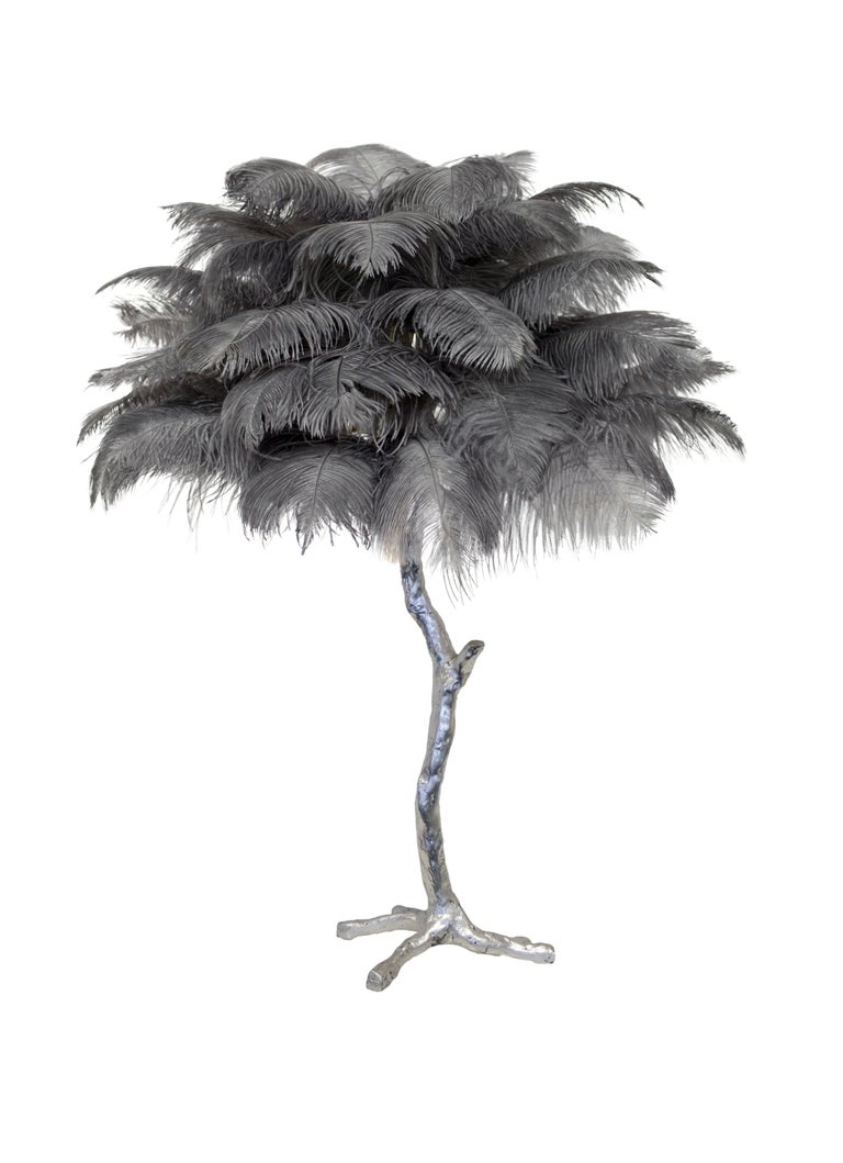 The Mini Feather Lamp with Silver Base For Sale 4