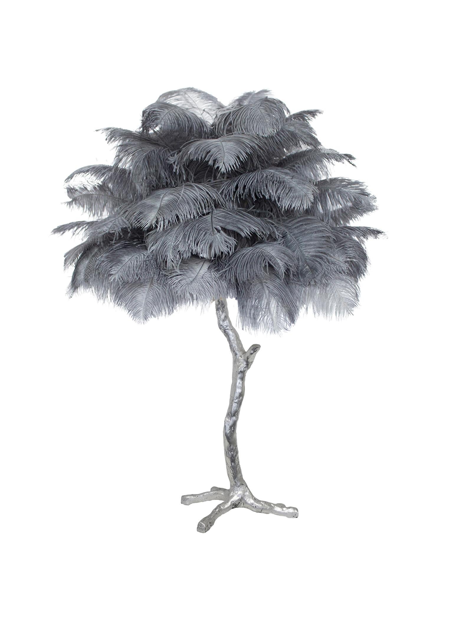 The Mini Feather Lamp with Silver Base For Sale 3
