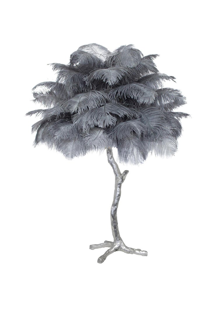 The Mini Feather Lamp with Silver Base For Sale 5