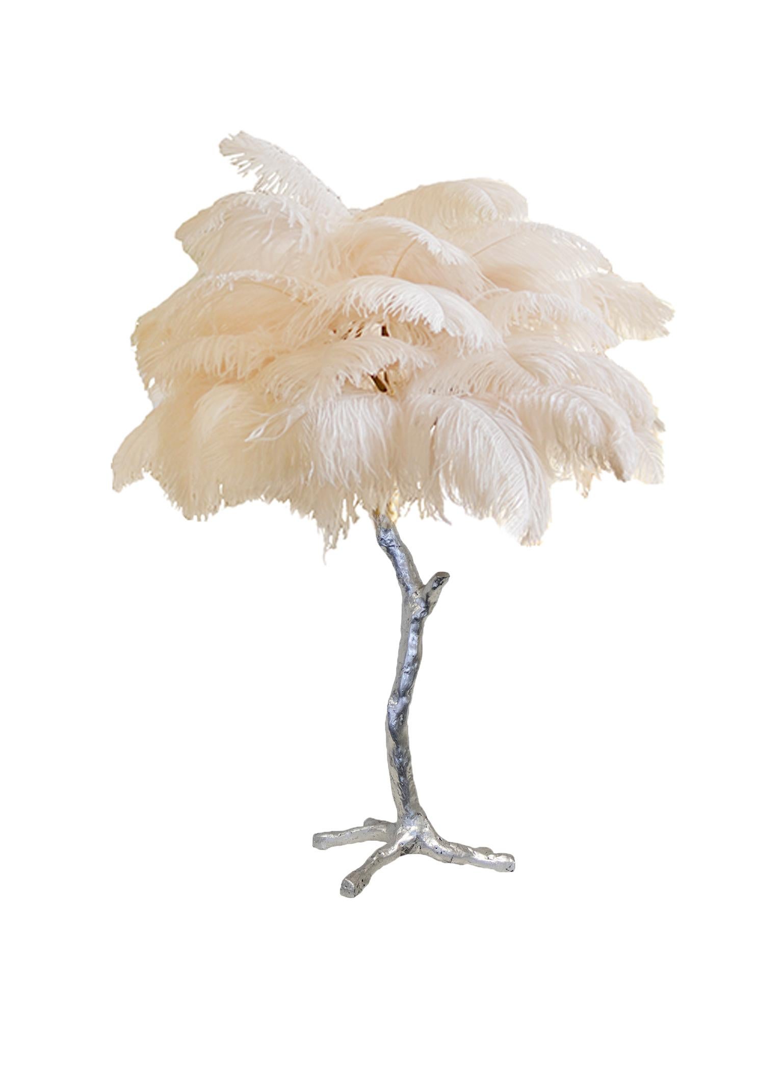 The Mini Feather Lamp with Silver Base For Sale 6