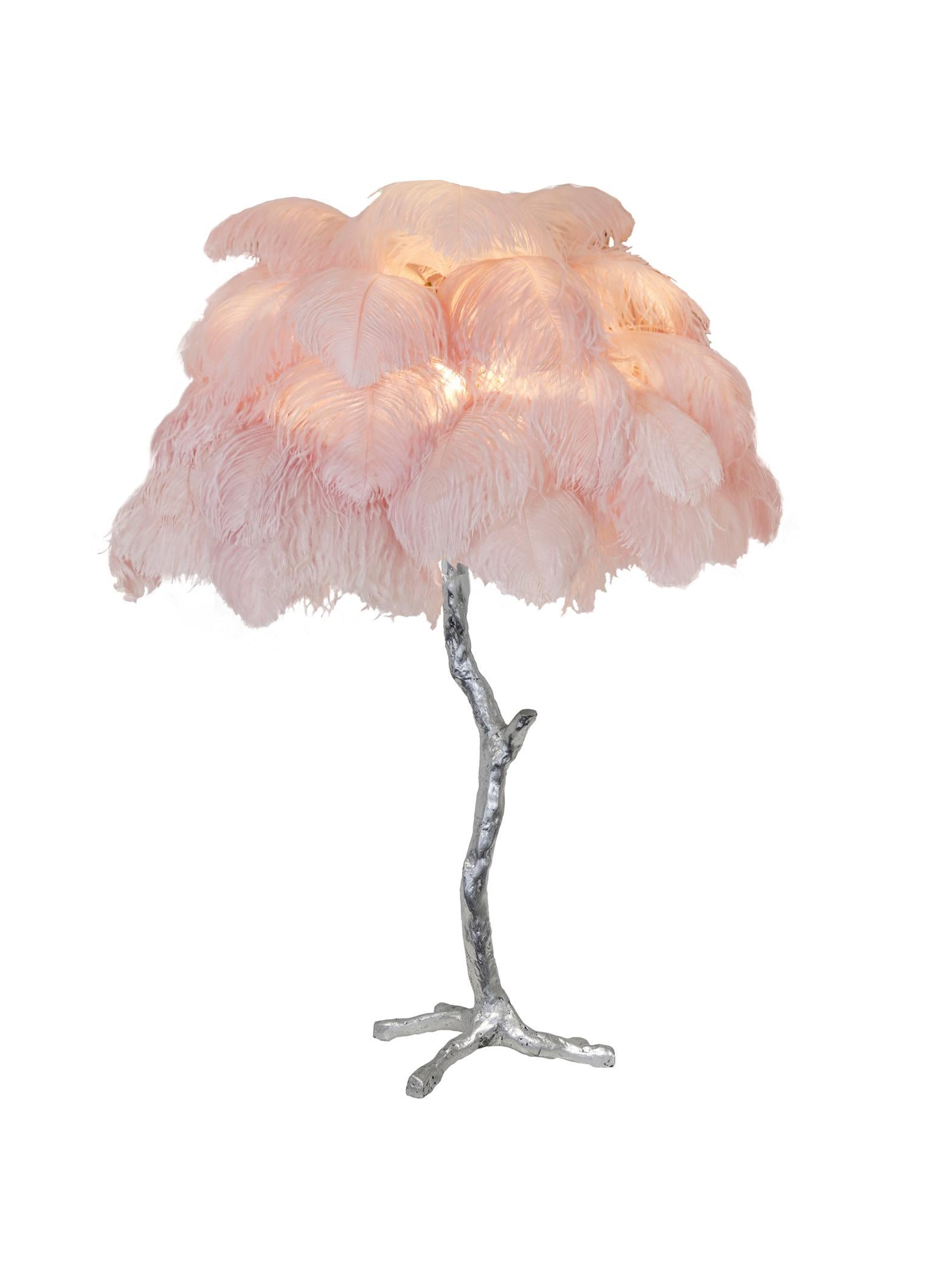 English The Mini Feather Lamp with Silver Base For Sale