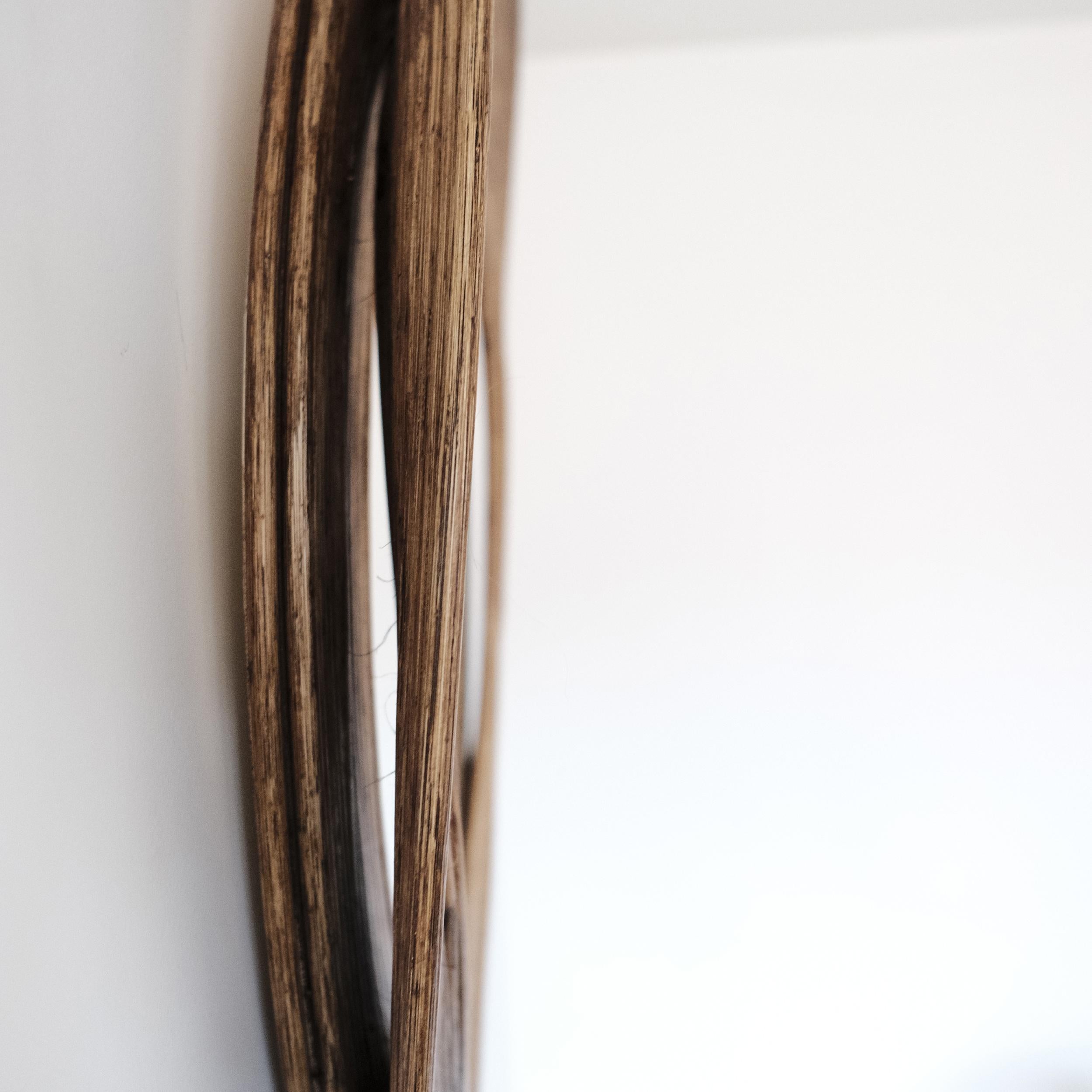 Mirror and Its Waves - wall decoration, brown color, sculptural mirror  In New Condition For Sale In Bilbao, PV