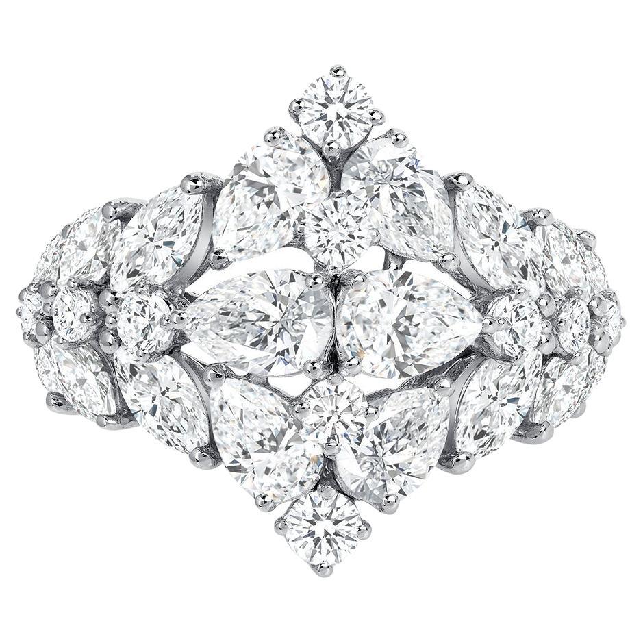 Mirrored Pear Diamond Cocktail Ring For Sale