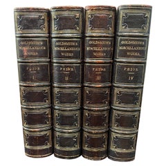 The Miscellaneous Works of Oliver Goldsmith en 4 volumes reliés en cuir ouvragé