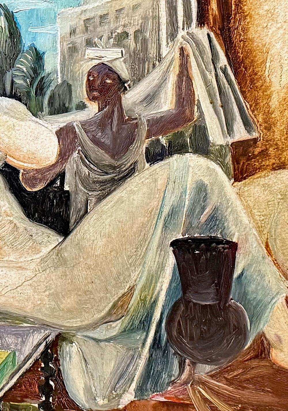 Suédois « L'Olympia moderne », peinture d'odalisque représentant un nu et un spectateur, Suède, 1926 en vente