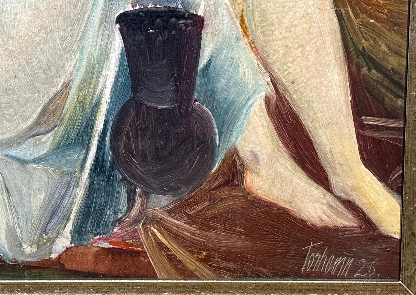 Peint « L'Olympia moderne », peinture d'odalisque représentant un nu et un spectateur, Suède, 1926 en vente