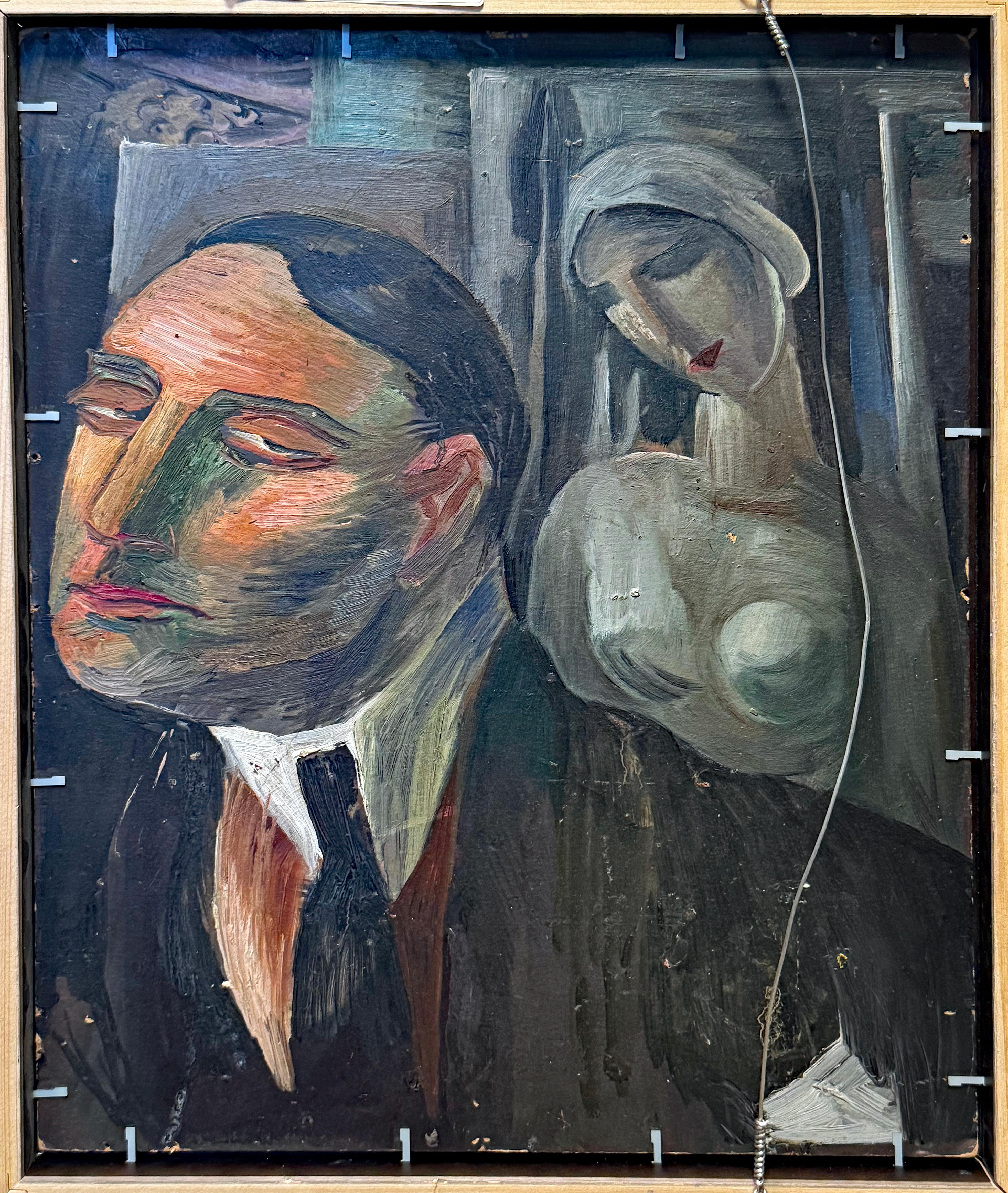 « L'Olympia moderne », peinture d'odalisque représentant un nu et un spectateur, Suède, 1926 Excellent état - En vente à Philadelphia, PA