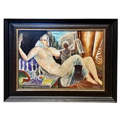 "La Olimpia Moderna", Pintura Odalisca con desnudo y acompañante, Suecia, 1926