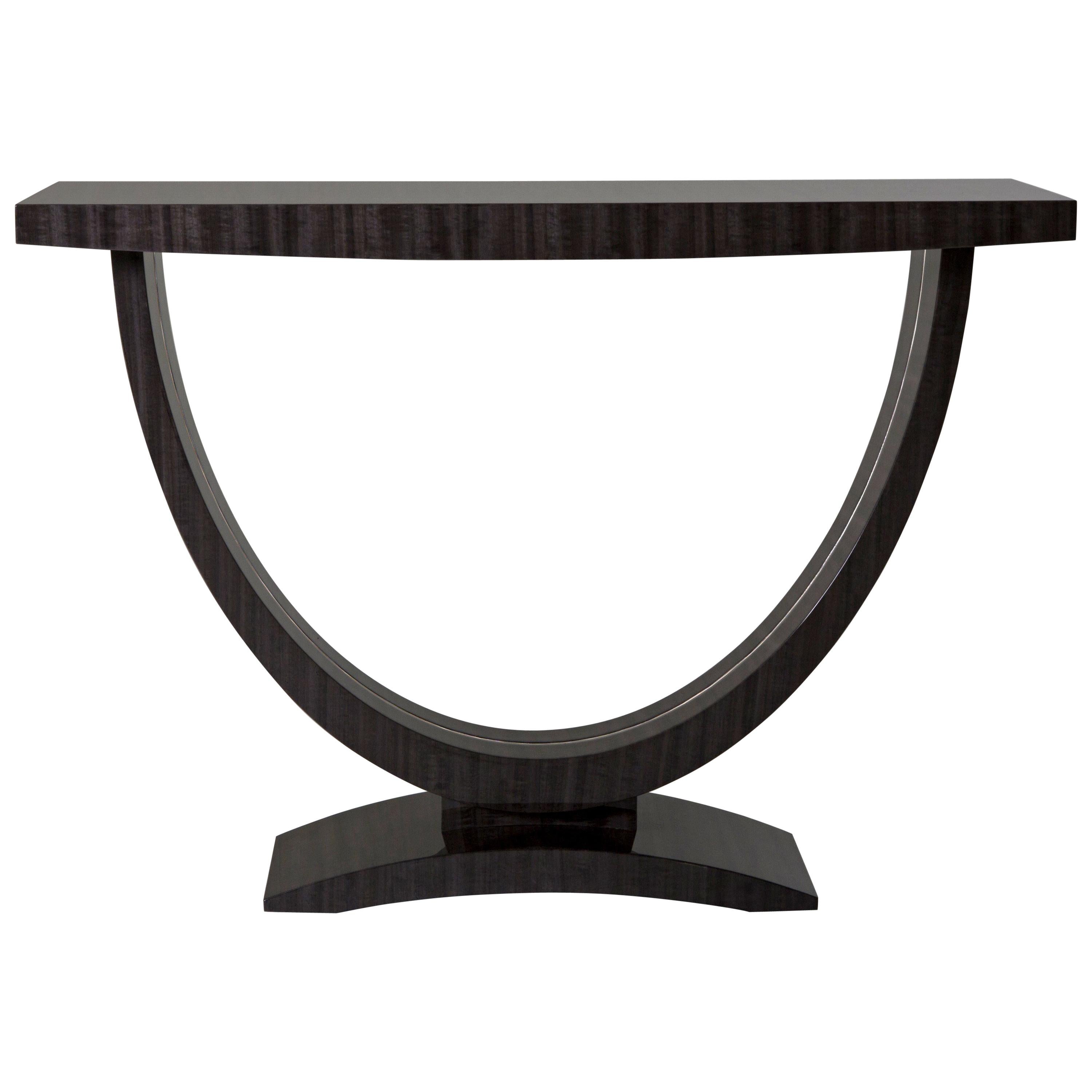 Davidson's Modern, Ophelia Console Table, in Figured Eucalyptus Metallic Grey 