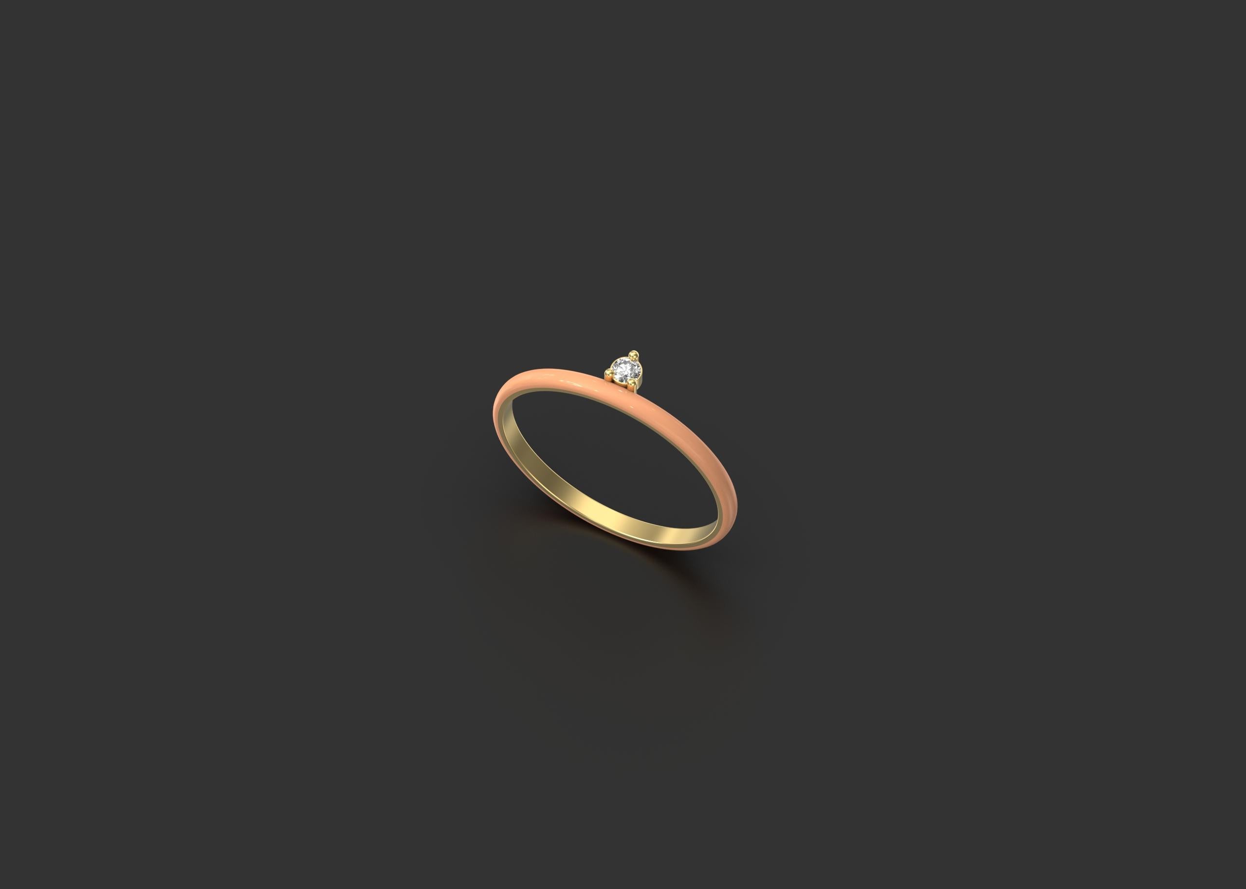 For Sale:  Modern Solitaire Ring, 14k Yellow Gold 6