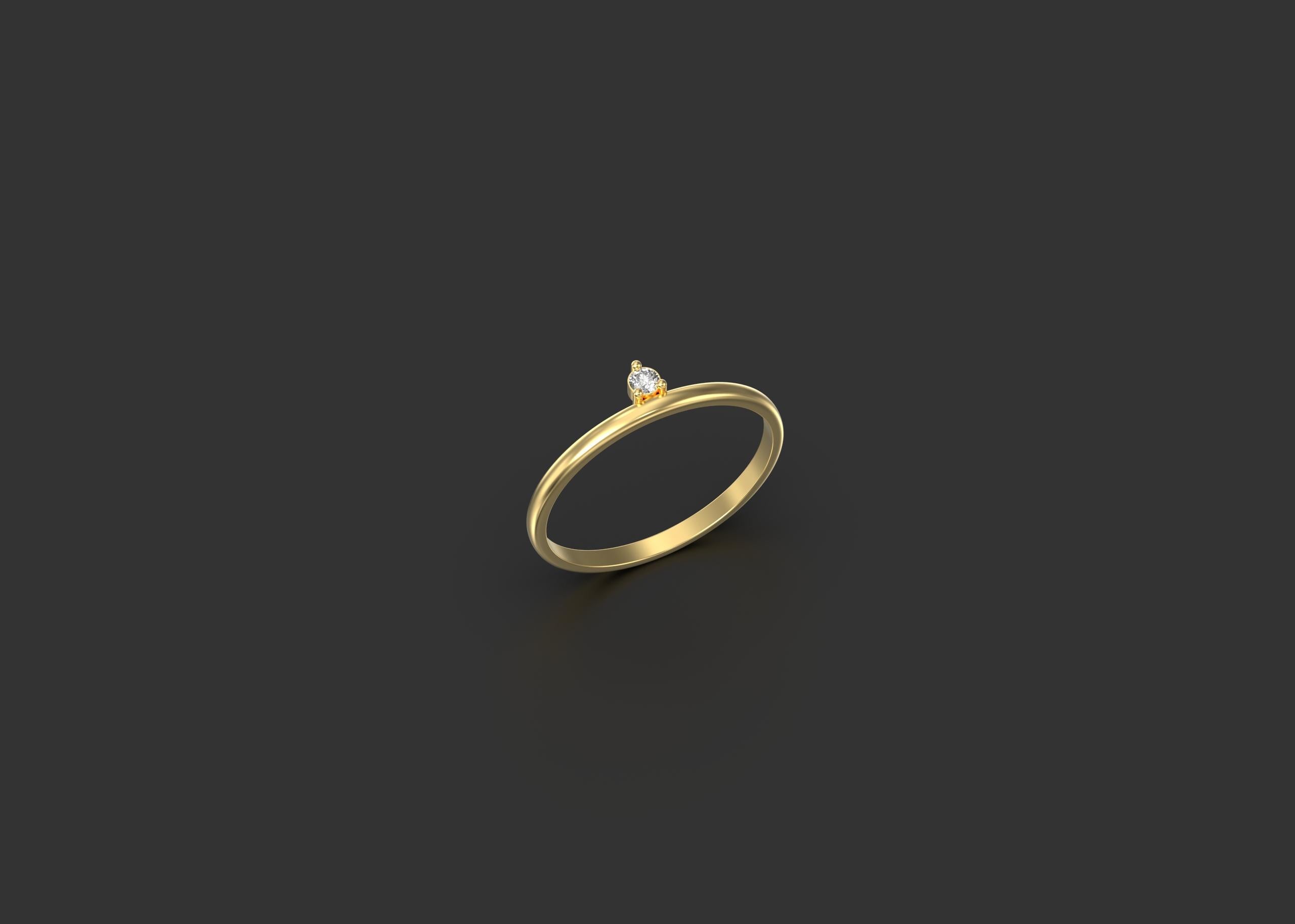 En vente :  Bague solitaire moderne en or et or jaune 14 carats 2