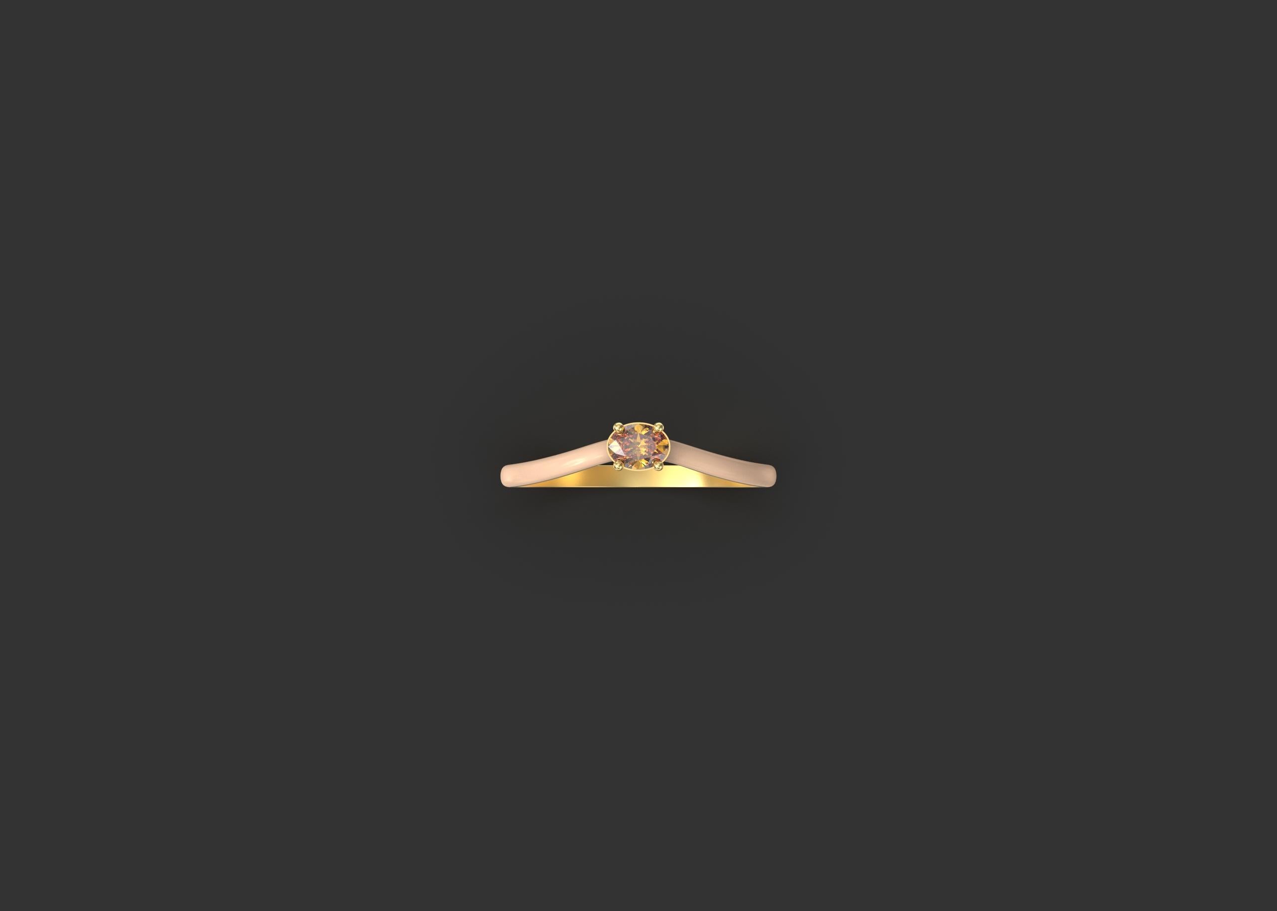 For Sale:  Modern Wave Oval Ring, 14k Yellow Gold 4