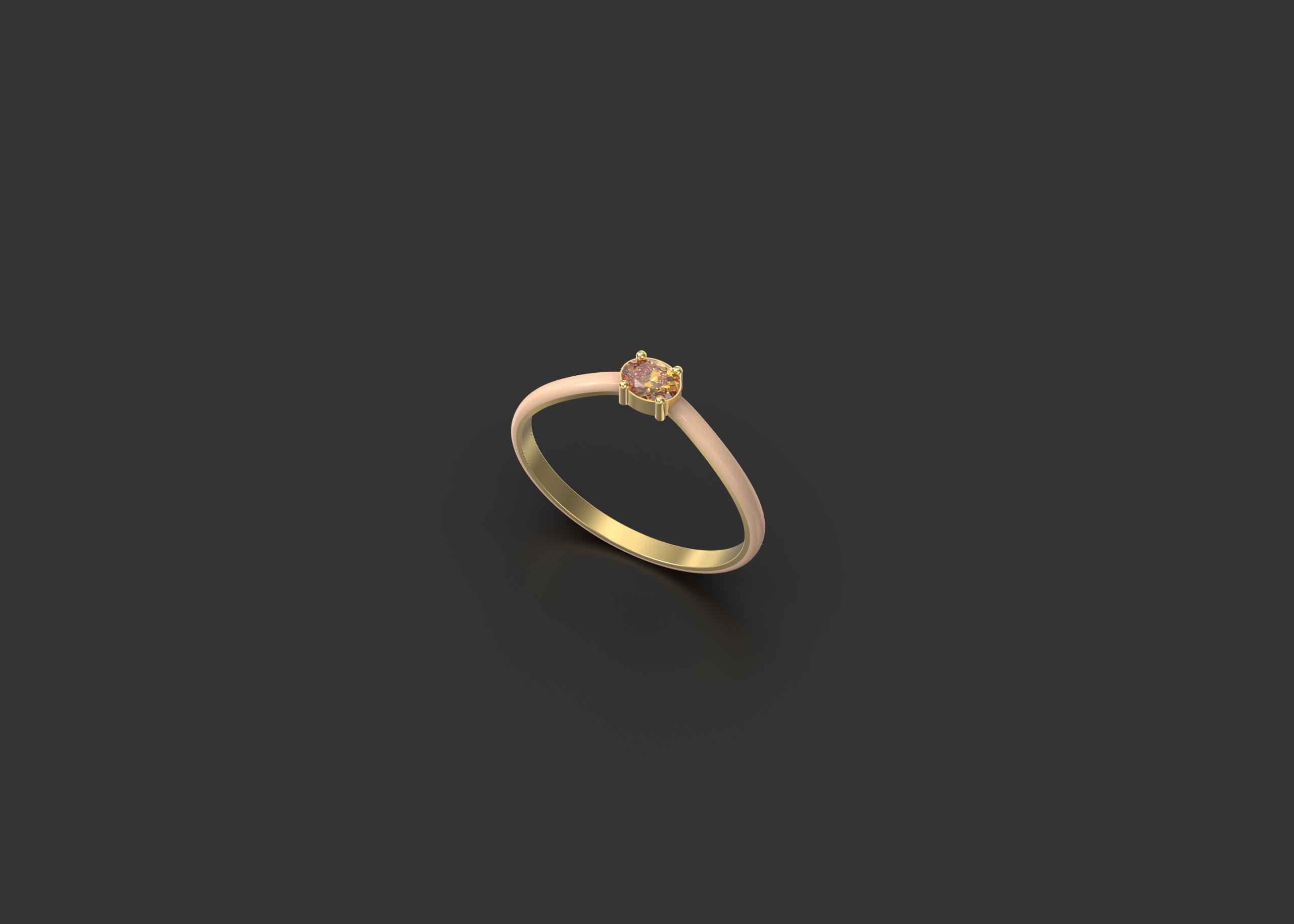 For Sale:  Modern Wave Oval Ring, 14k Yellow Gold 5