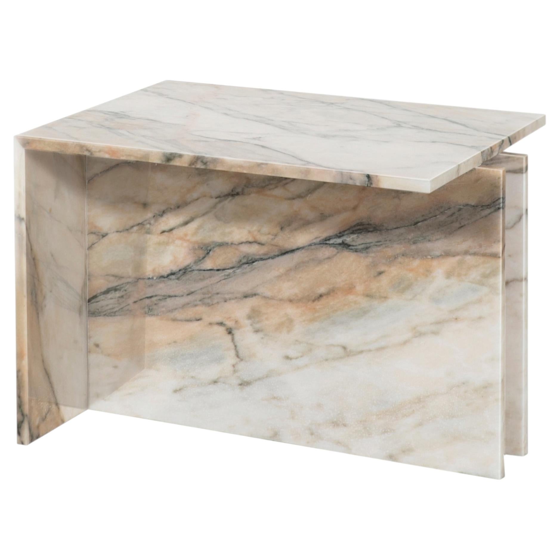 THÈ, moderner Designer-Beistelltisch aus Holz und Marmor, hergestellt in Brasilien im Angebot