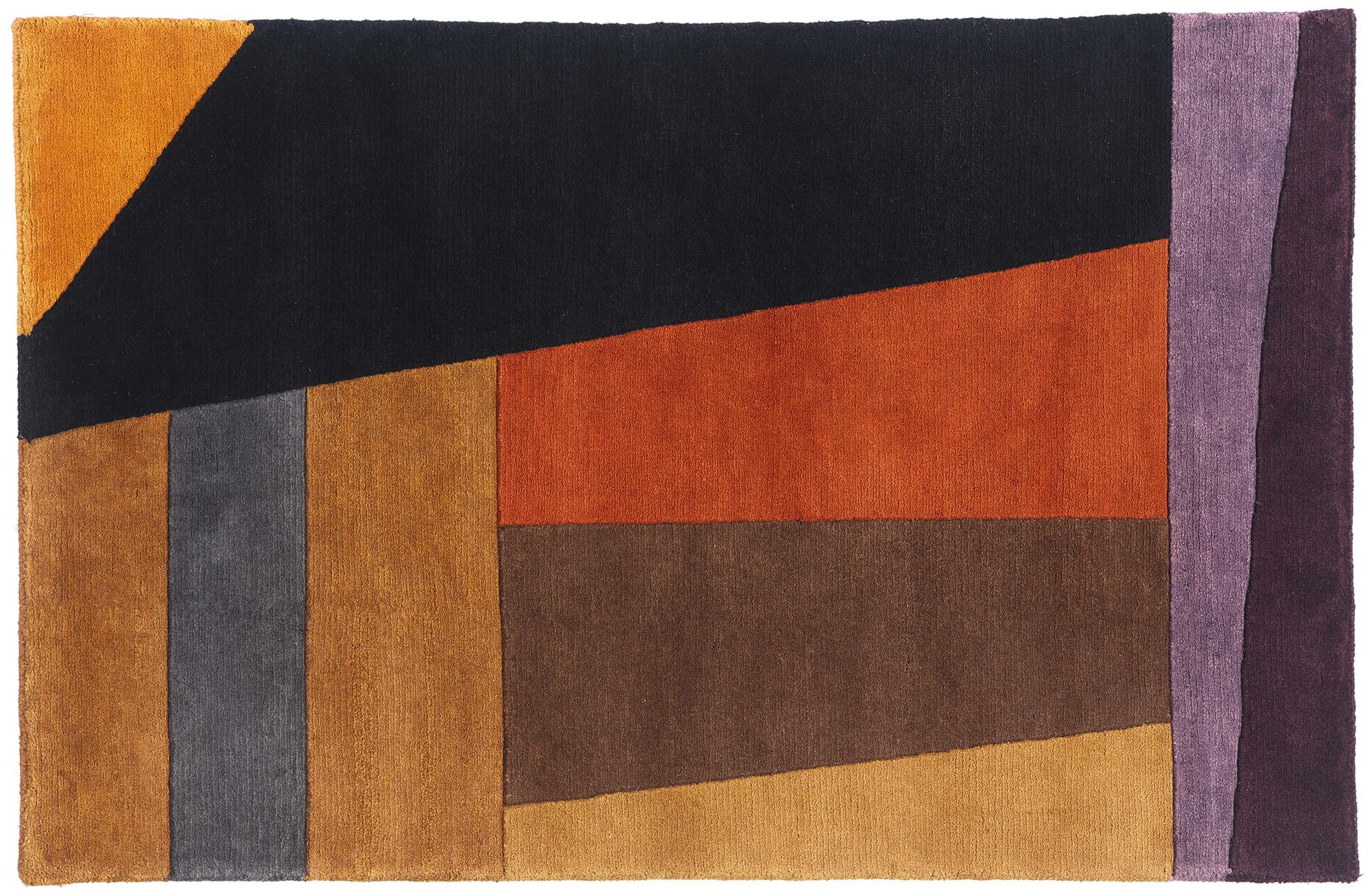 Der Horizont der Moderne: Vintage Tibetan Bauhaus Rug of Architectural Abstraction im Angebot 4