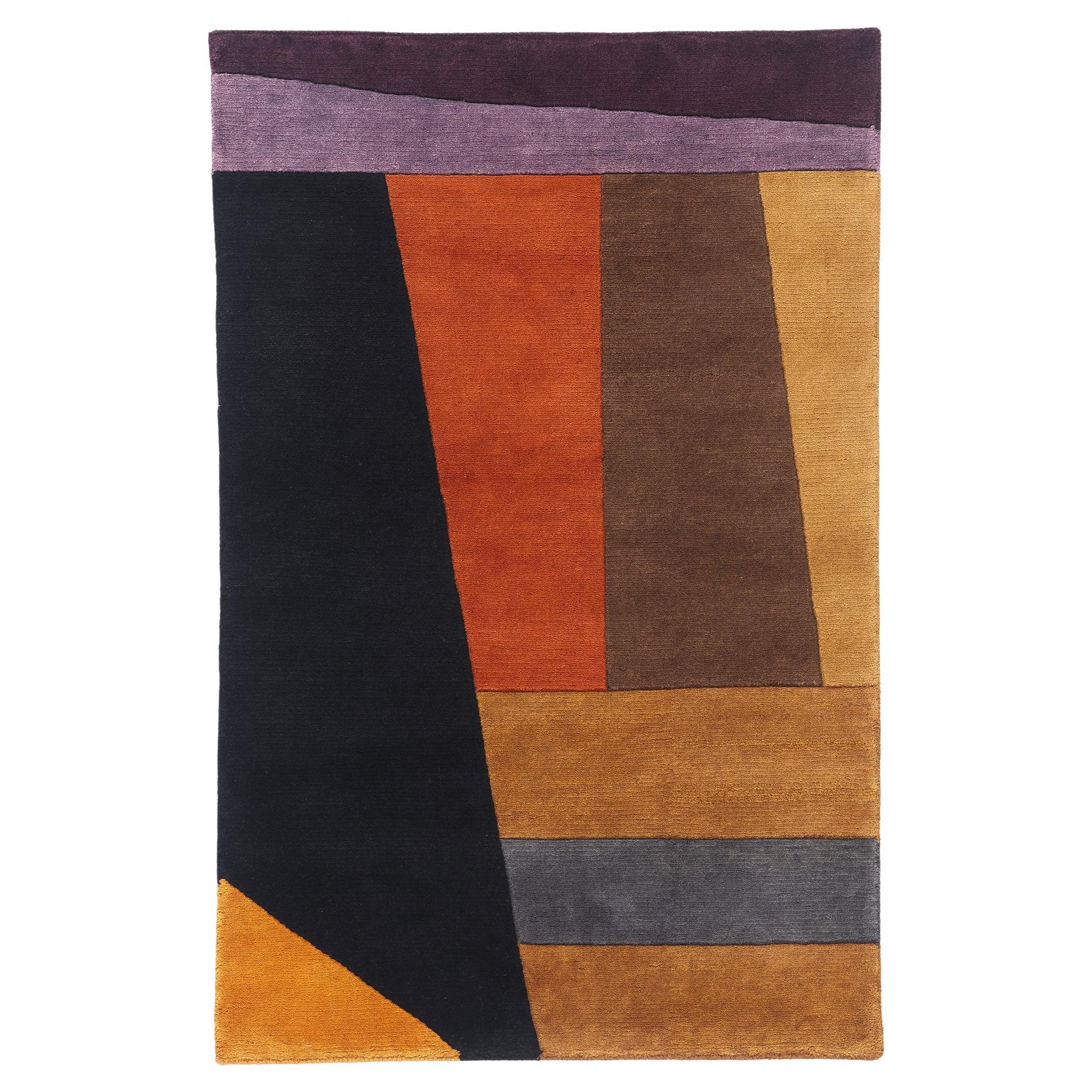 Der Horizont der Moderne: Vintage Tibetan Bauhaus Rug of Architectural Abstraction im Angebot