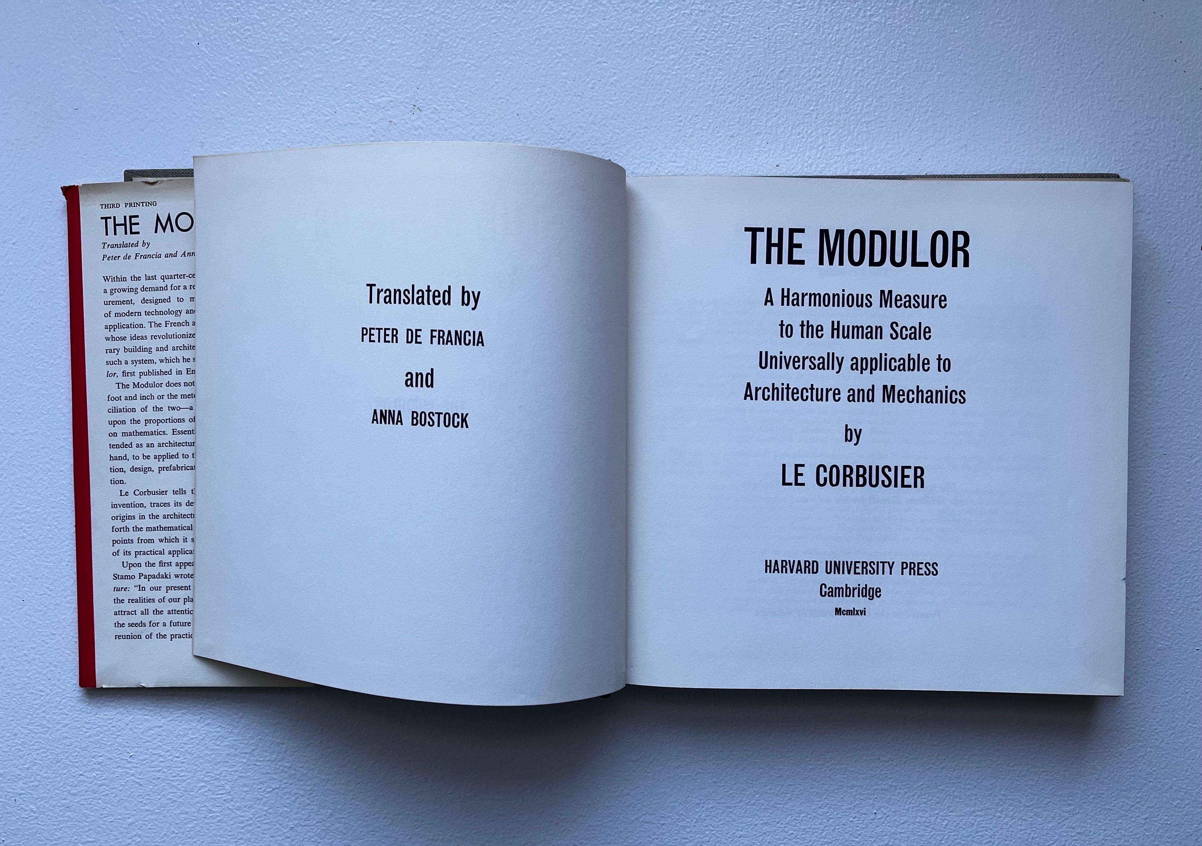 The Modulor, Le Corbusier, third printing, 1954 In Good Condition For Sale In Philadelphia, PA