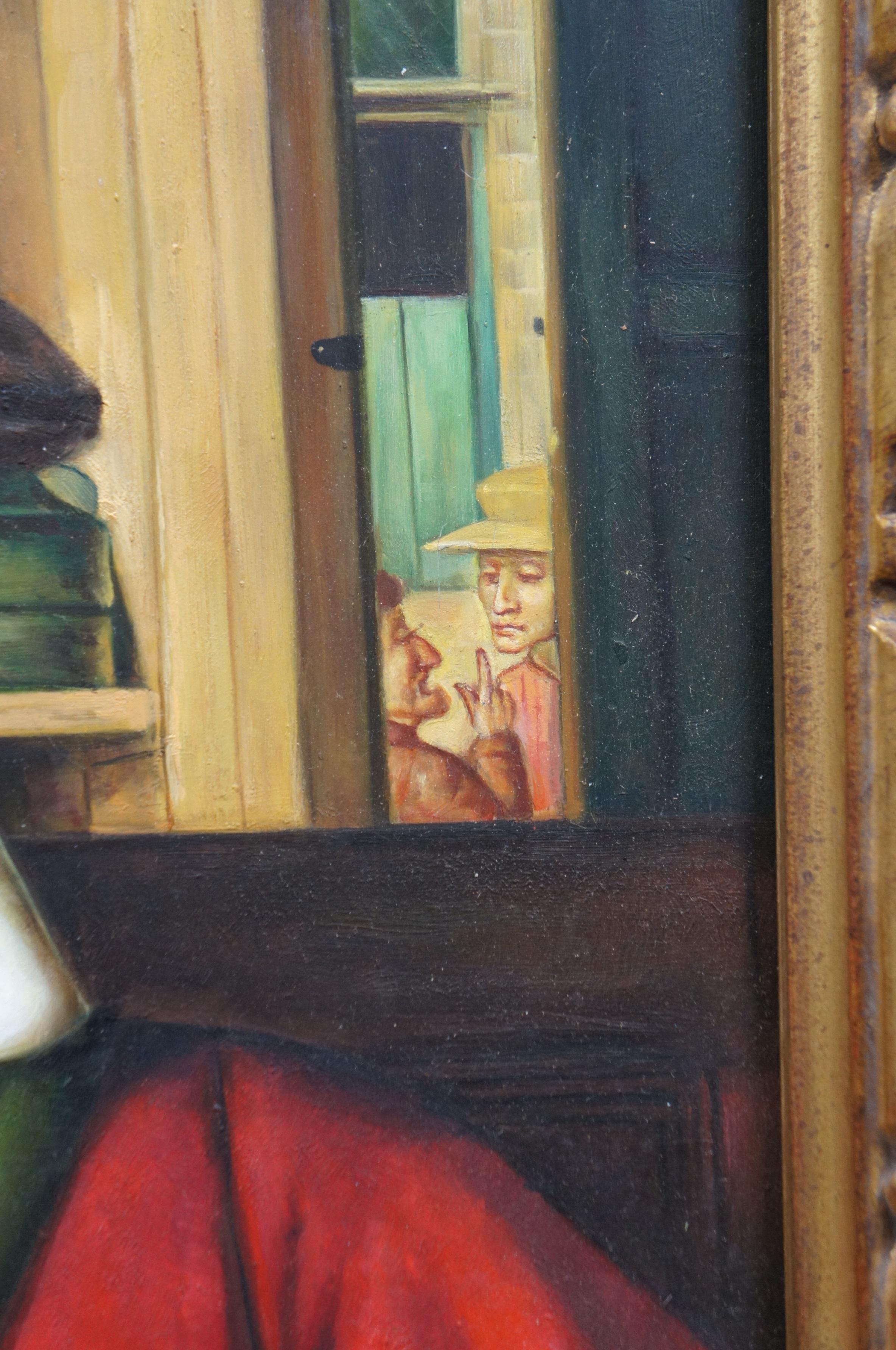 El cambista y su esposa Pintura al óleo renacentista Según Quentin Matsys 35