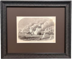 "The Monitor at Work on the Merrimac (or Virginia)." Civil War Naval Engraving