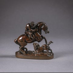 Patinated Bronze Sculpture 'The Monkey Rider' by Paul Gayrard, 1846