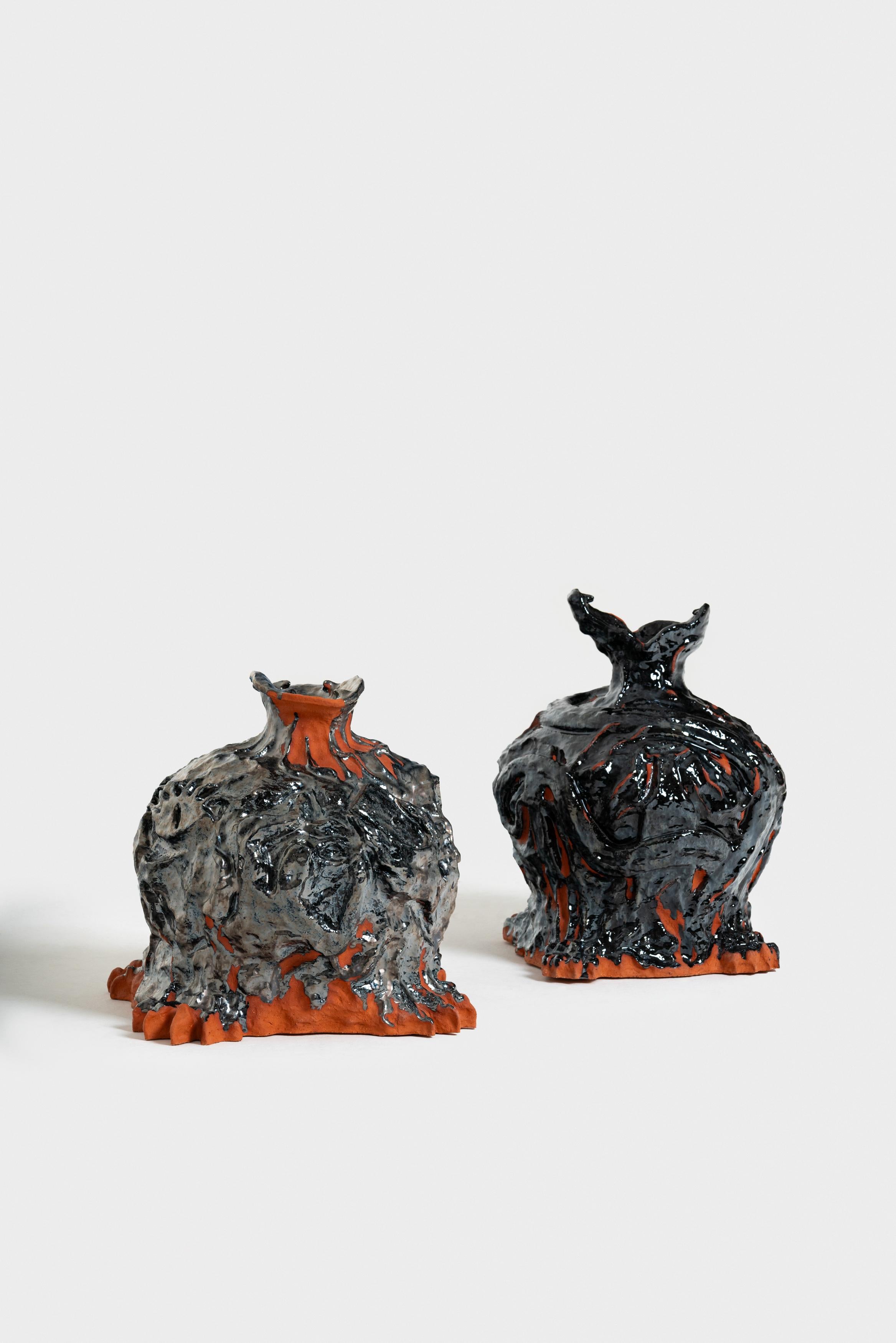 Glazed 'The Monster With The Many Heads' vase in glazed ceramic made by Niki Danai For Sale