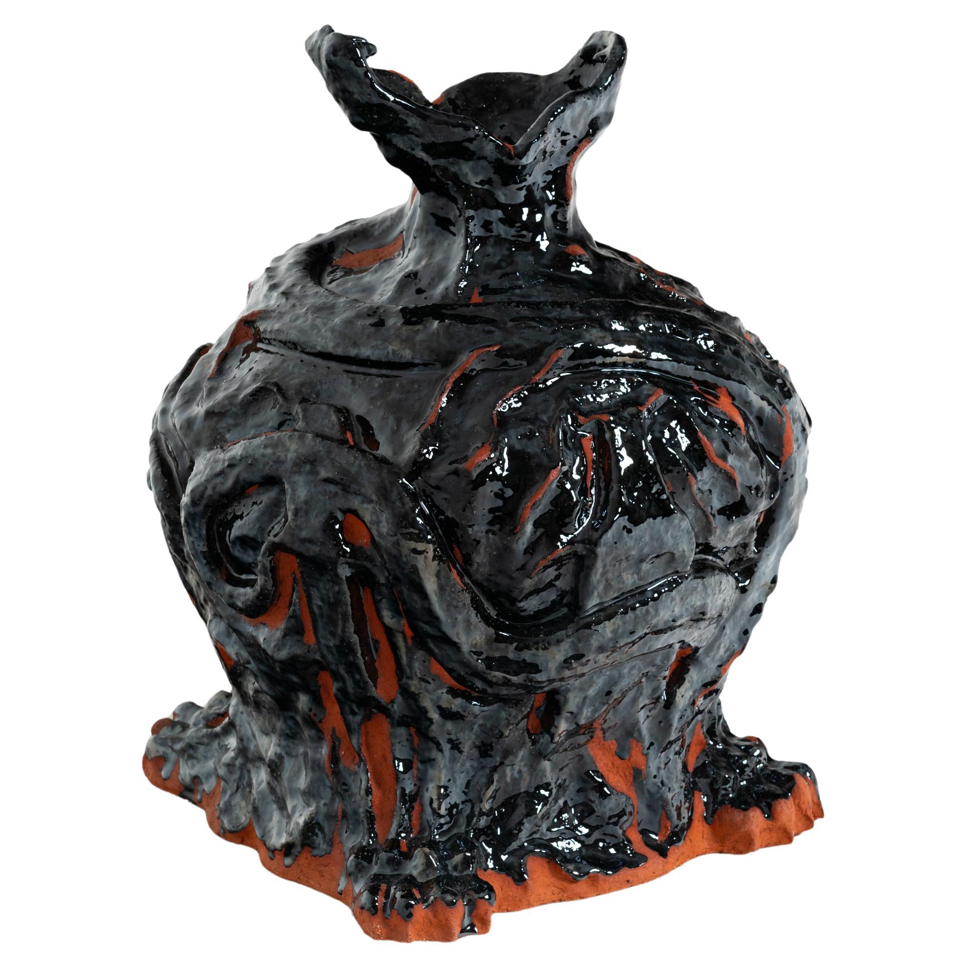 'The Monster With The Many Heads' vase in glazed ceramic made by Niki Danai For Sale