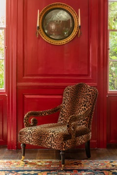 The Montague Armchair, eight-way hand tied and upholstered in Leopard Velvet