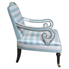 The Montague Armchair eight-way hand tied and upholstered in stripe silk