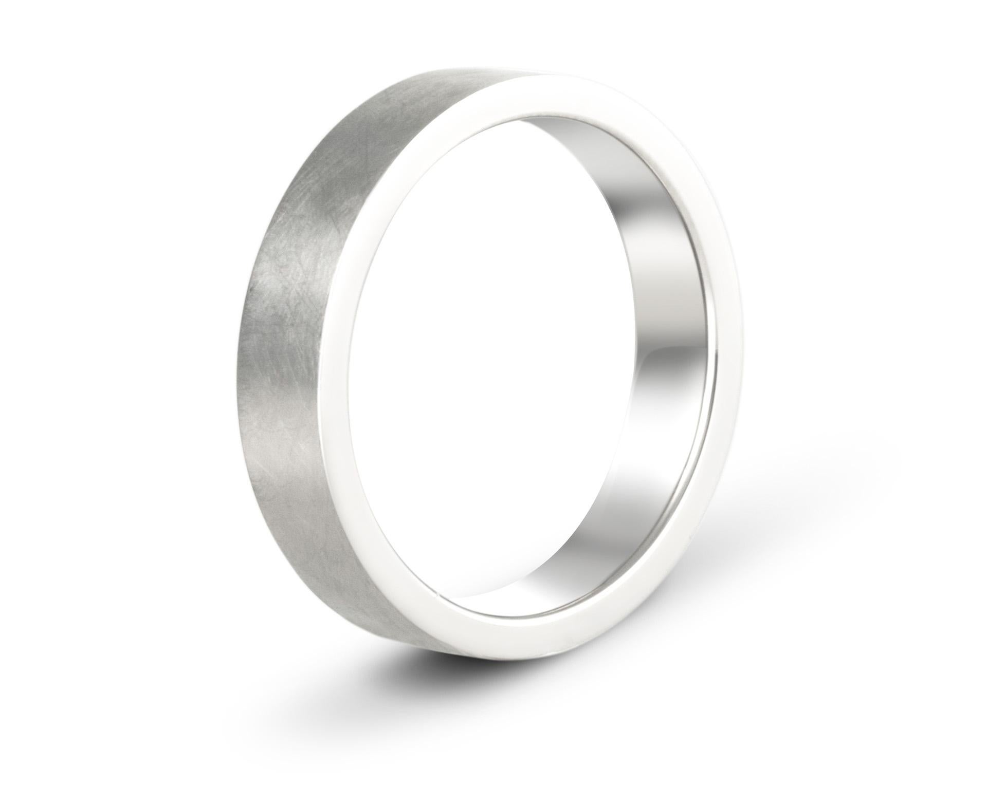 For Sale:  The Montevideo: Platinum or 14K White Gold Etched Flat Comfort Fit Wedding Band 2